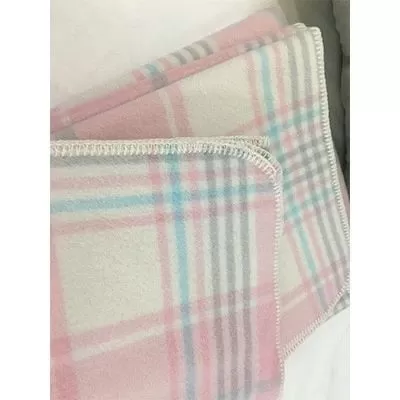 ウール100%毛布 同色2枚 チェック「ピンク／シングル」 [0175]