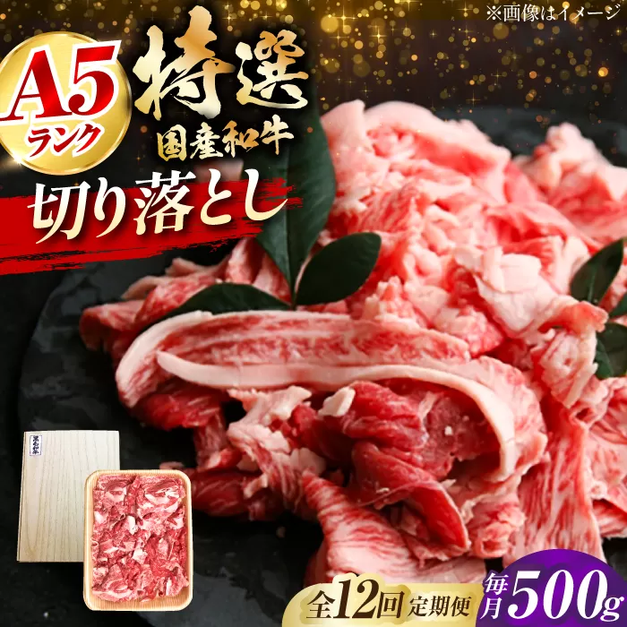 【全12回定期便】国産和牛切落し 500ｇ 冷凍 肉 お肉 牛肉 和牛 黒毛和牛 国産 国産牛 牛バラ バラ肉 バラ肉 切り落とし すき焼き すきやき カレー 肉じゃが 牛丼 大阪府高槻市/株式会社ミートモリタ屋 [AOAI052]