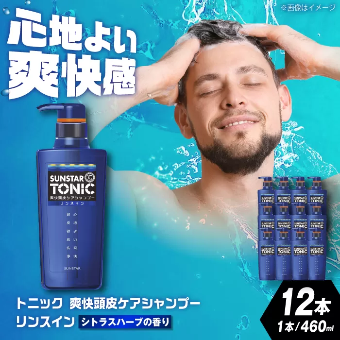 サンスタートニック リンスインシャンプー 460ml×12本[シトラスハーブの香り] シャンプー リンス メンズ 男性 大容量 まとめ買い 大阪府高槻市/サンスター[AOAD029]