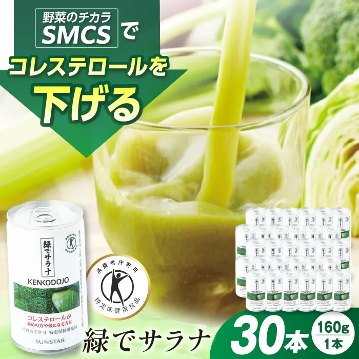 緑でサラナ30本セット コレステロール トクホ 特定保健用食品 野菜ジュース まとめ買い 大阪府高槻市/サンスター[AOAD034]