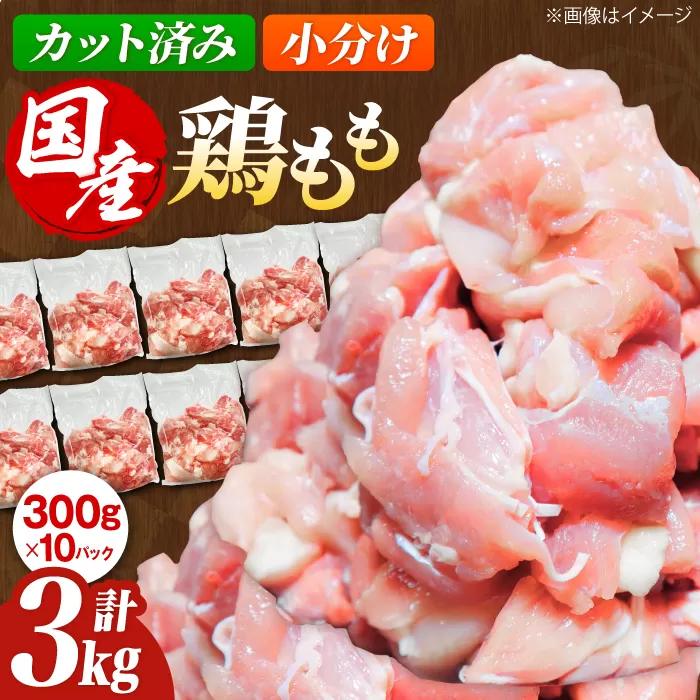 国産 鶏もも肉3kg(300g×10パック) 冷凍 小分け モモ肉 鶏肉 大容量 大阪府高槻市/株式会社西日本児湯フーズ [AOCA002]