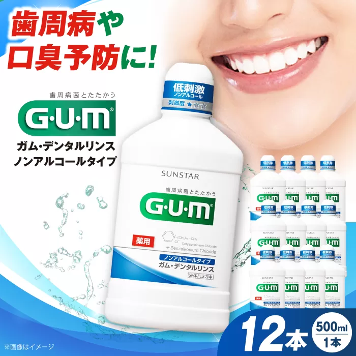 G・U・M ガム・デンタルリンス[低刺激・ノンアルコールタイプ]500mL×12本 歯磨き 歯みがき ハミガキ 歯周病 虫歯 口臭 大阪府高槻市/サンスター[AOAD010]