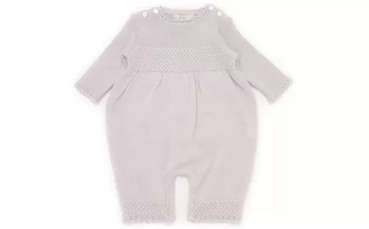 【フェザーグレー】 スモッキング編み カバーオール CO-Ｗ32-10 ベビー ベビー服 赤ちゃん 服 つなぎ ファッション ニット オーガニック 綿