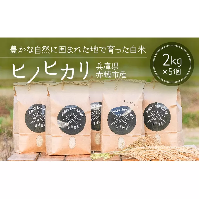 どんな料理とも相性抜群！赤穂市の清流が育んだ白米『ヒノヒカリ』（2kg×5個）