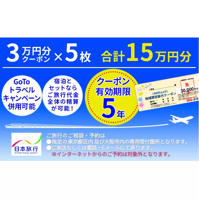 日本旅行　地域限定旅行クーポン【150，000円分】