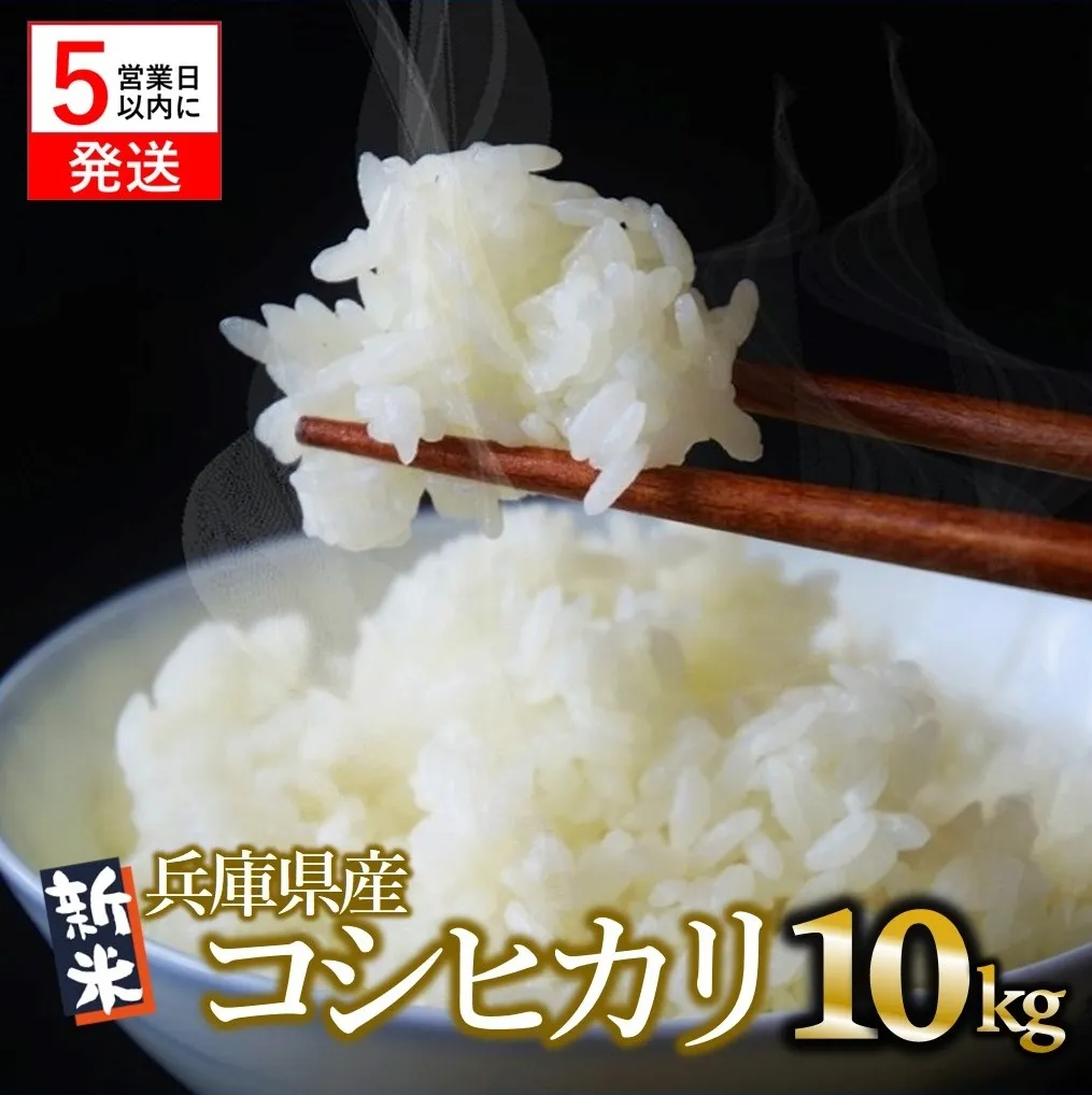 【令和６年産 コシヒカリ】白米10kg（10kg×1袋）2024年産【５営業日以内に発送】(19-37)米 お米 米10kg お米10kg 兵庫県産 こしひかり コシヒカリ 西脇市産 ５営業日以内発送 令和６年産 R６年産 2024年産 年内配送 年内発送 即納 精米