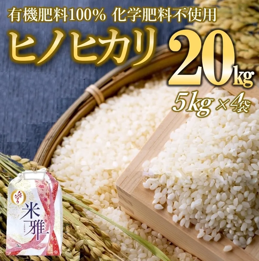 【11月上旬～発送】「ヒノヒカリ」20kg 先行予約 白米 精米 直前精米 新米 化学肥料不使用 有機米 お米 こめ コメ ヒノヒカリ ひのひかり 人気 兵庫県産 精米（28-4）