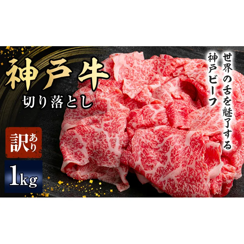 【期間限定特別寄付額】神戸牛 訳あり 切り落とし 500g×2 A4ランク以上！ 神戸ビーフ 小分け 焼肉 A5 ランク 切り落とし  訳アリ  不揃い  焼き肉 規格外  牛肉 肉 お肉 冷凍 カルビ 太田家