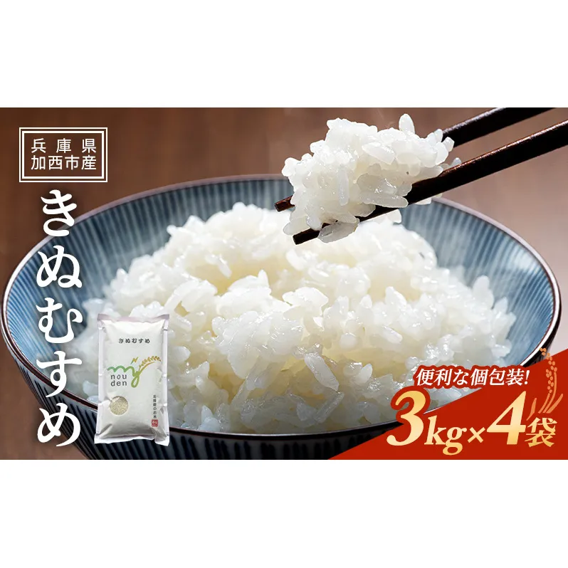 【令和6年産新米予約受付】きぬむすめ 3kg×4袋 単一原料米 おいしい お米 事業者支援 白米 精米 国産 ごはん ご飯 白飯 小分け 百合農園