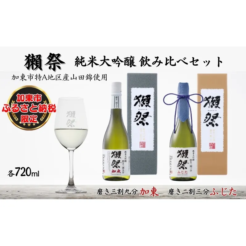 獺祭 加東・ふじた 純米大吟醸 飲み比べ 各720ml ( 磨き三割九分 加東 ・ 磨き二割三分 ふじた ) 旭酒造 加東市特A地区産 化粧箱入[ 日本酒 酒 お酒 四合瓶 贈答品 ]