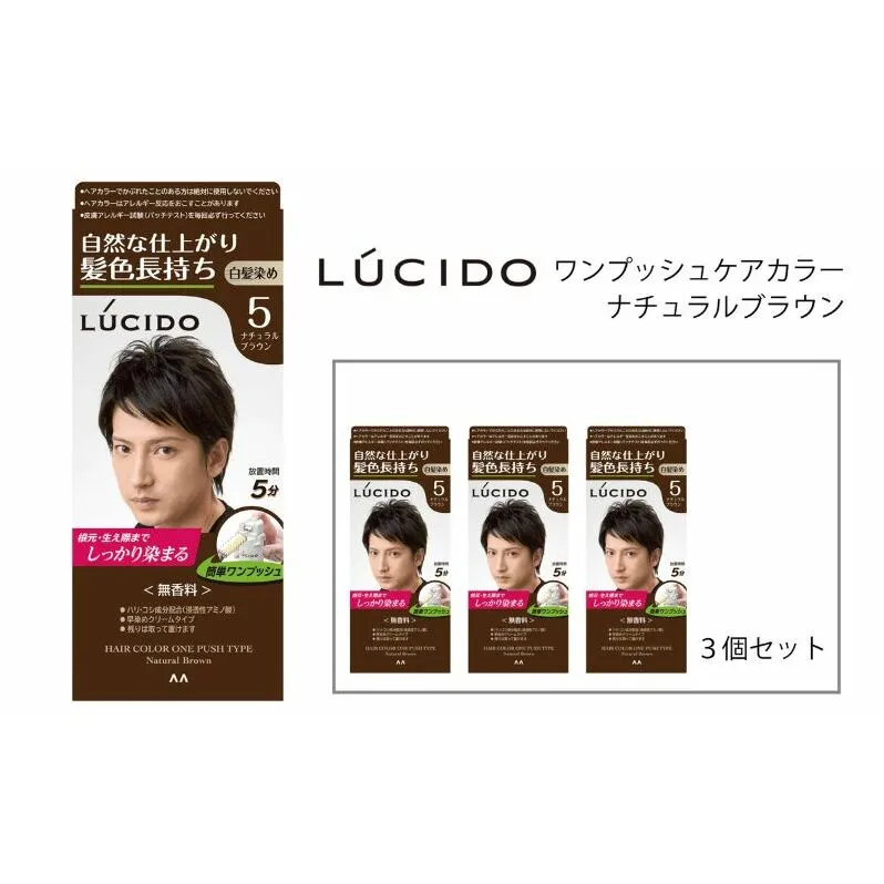  マンダム ルシード ワンプッシュケアカラー ナチュラルブラウン 3個セット MA-14[ LUCIDO 毛染め 白髪 カラーリング 男性化粧品 おしゃれ 日用品 ]