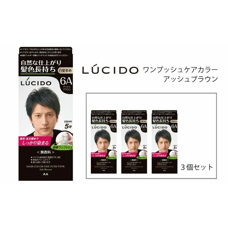  マンダム ルシード ワンプッシュケアカラー アッシュブラウン 3個セット MA-15[ LUCIDO 毛染め 白髪 カラーリング 男性化粧品 おしゃれ 日用品 ]