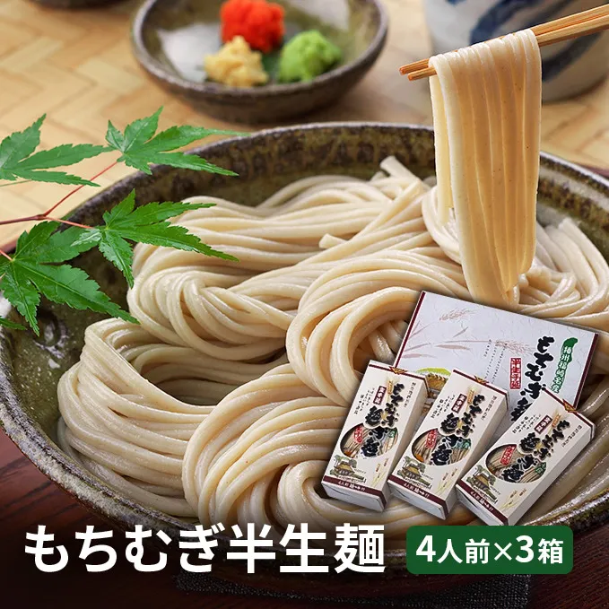 【五つ星ひょうご選定商品】もちむぎ半生麺 4人前×3箱セット