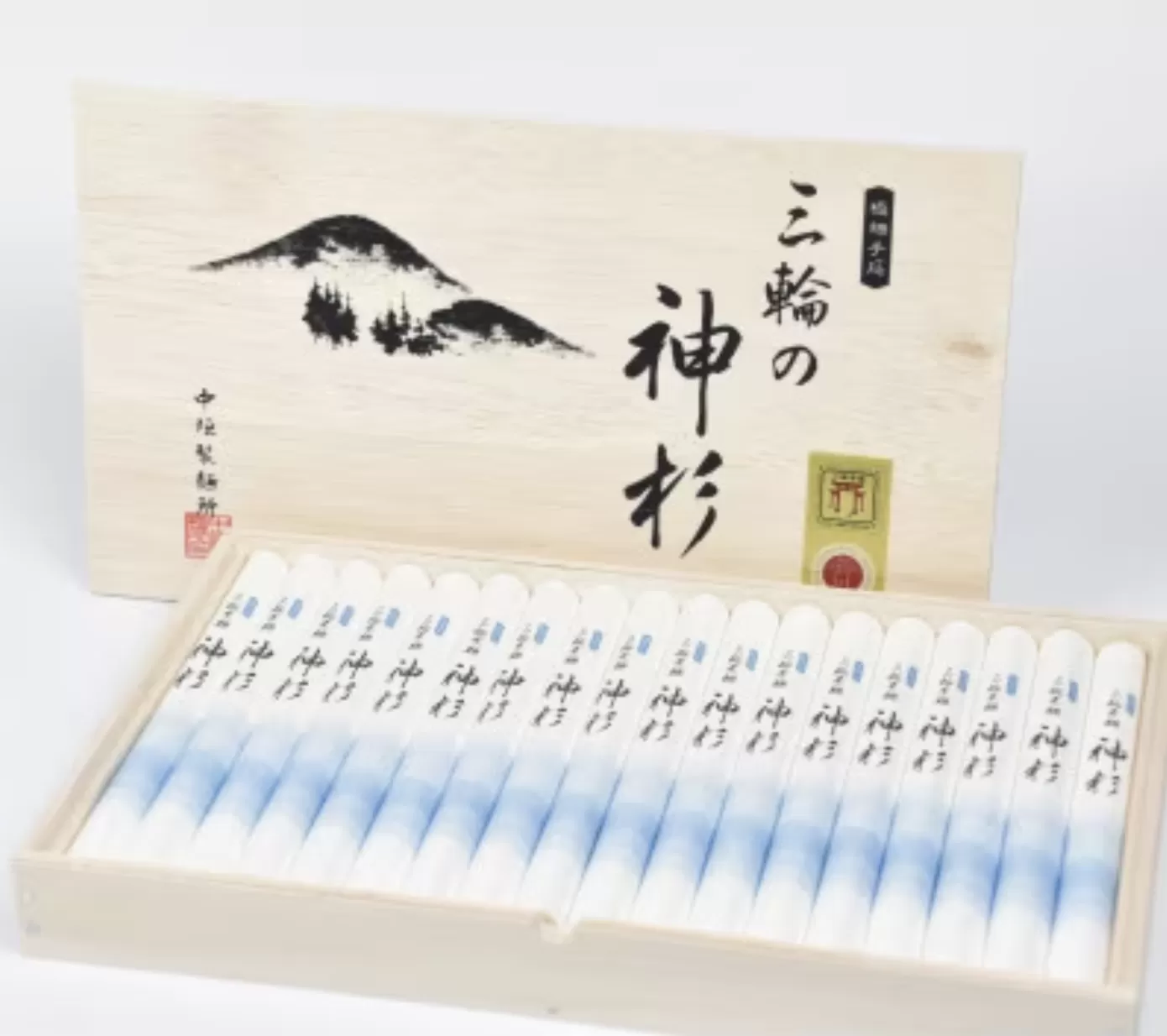 【のし付き】三輪の神杉【宵ごねづくり】５０ｇ×１８束　木箱入り