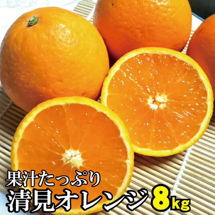 【農家直送】果汁たっぷり！清見オレンジ 約8kg  有機質肥料100%　 サイズ混合　※2024年3月上旬より順次発送予定（お届け日指定不可）