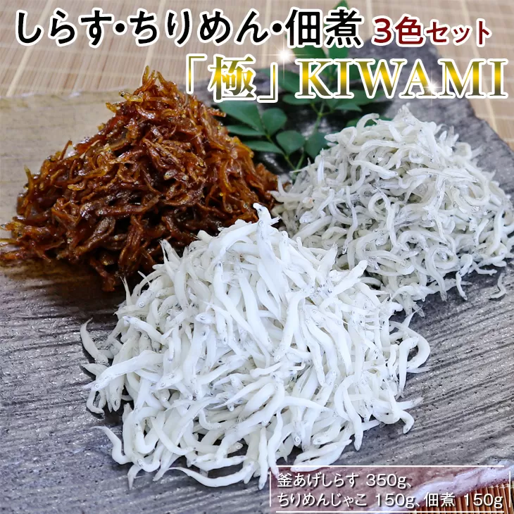 しらす・ちりめん・佃煮3色セット「極」 KIWAMI / シラス 厳選 小分け 冷蔵便【dig008】