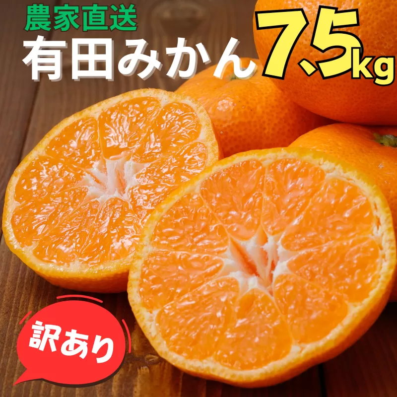 【訳あり】農家直送 有田みかん 約7.5kg  ご家庭用 サイズ混合 ※2024年11月中旬から2025年1月中旬までに順次発送予定（お届け日指定不可）※北海道・沖縄・離島への配送不可【nuk157B】