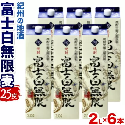 紀州の地酒 富士白無限 ふじしろむげん 《麦》 25度 2L×6パック エバグリーン 中野BC株式会社 《30日以内に出荷予定(土日祝除く)》和歌山県 日高町 酒 お酒 地酒