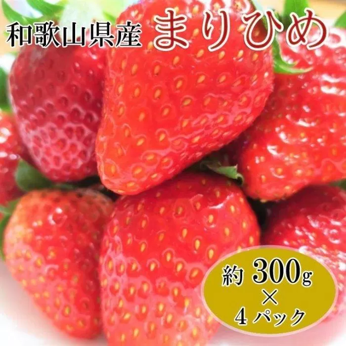 【1月発送】和歌山県産ブランドいちご「まりひめ」約300g×4パック入り【北海道・沖縄県・離島配送不可】【上富田町産】