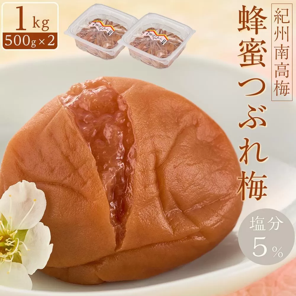 紀州南高梅　蜂蜜つぶれ梅　塩分5％　1kg（500g×２)