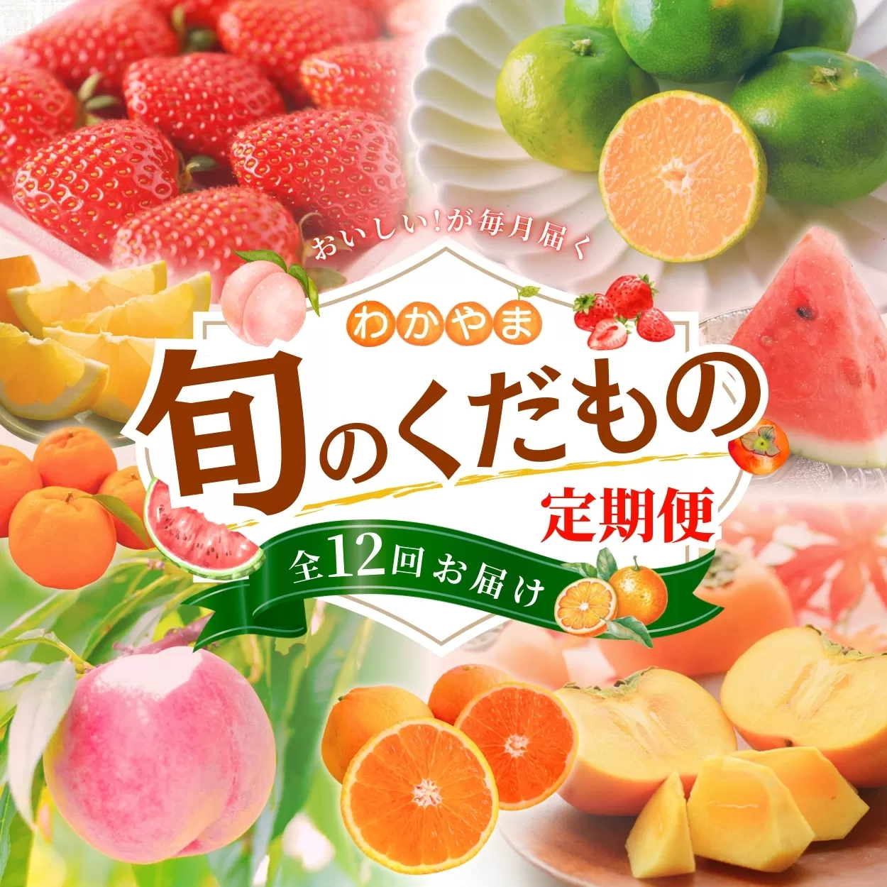 わかやま旬のくだもの定期便　全12回【Ｓ】（配送日時指定不可）※北海道・沖縄・離島への配送不可  / 定期便 フルーツ みかん いちご イチゴ セミノール 河内晩柑 すいか 桃 柿 ジュース 12回