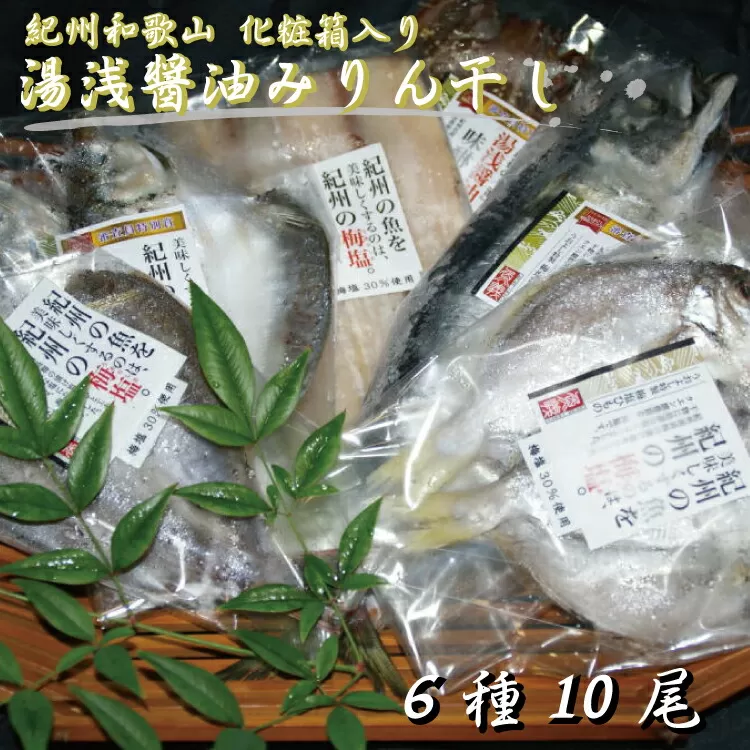 和歌山の近海でとれた新鮮魚の梅塩干物と湯浅醤油みりん干し6品種10尾入りの詰め合わせ