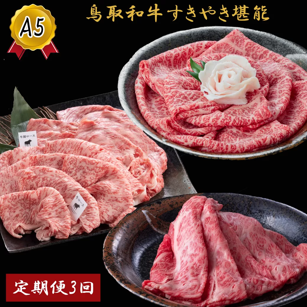 TK02：【3回定期便】A5等級！鳥取和牛すきやき堪能3種食べ比べ