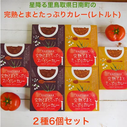 星降る里 鳥取県日南町の完熟とまと たっぷりカレー レトルト 2種6個 セット