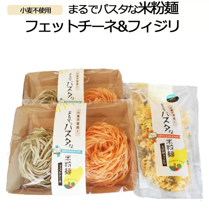 まるでパスタな米粉麺　フェットチーネ＆フィジリセット【米粉100% アレルギー ショートパスタ  カラフル マカロニ 】