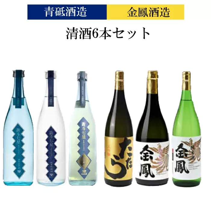 青砥酒造&金鳳酒造　清酒6本セット【飲み比べ 日本酒セット 宅飲み 家飲み 特別純米 純米吟醸 純米大吟醸 純米酒】