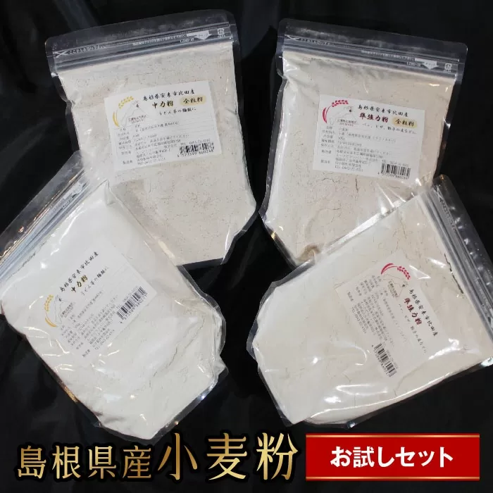 小麦粉お試しセット 4種類 各500g【準強力粉 全粒粉 農林61号 パン うどん 麺 国産】