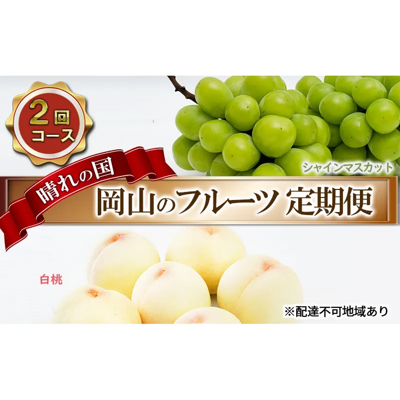 フルーツ 2024年 先行予約 晴れの国 岡山 の フルーツ 定期便 2回コース 桃 ぶどう 岡山県産 国産 フルーツ 果物 ギフト
