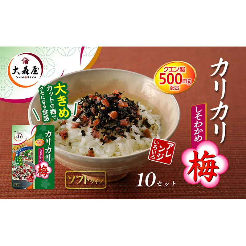 大森屋　カリカリ梅しそわかめ40g×10セット