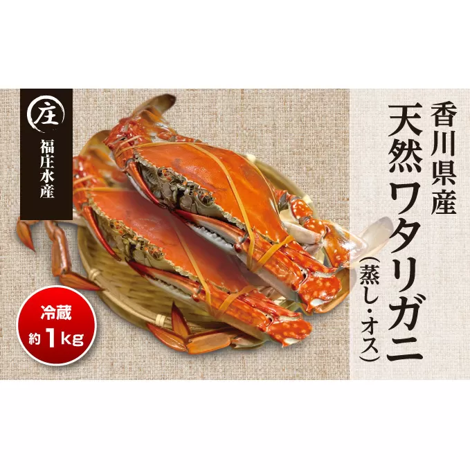 香川県産 天然 ワタリガニ【雄】【蒸し】約1kg（2～3杯）※配送不可地域有り