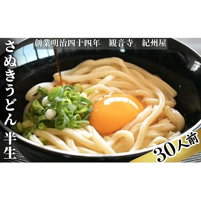 《モチモチに強いコシ》 さぬきうどん 半生 太麺 30人前（3人前×10袋） 紀州屋 香川 本場 讃岐うどん