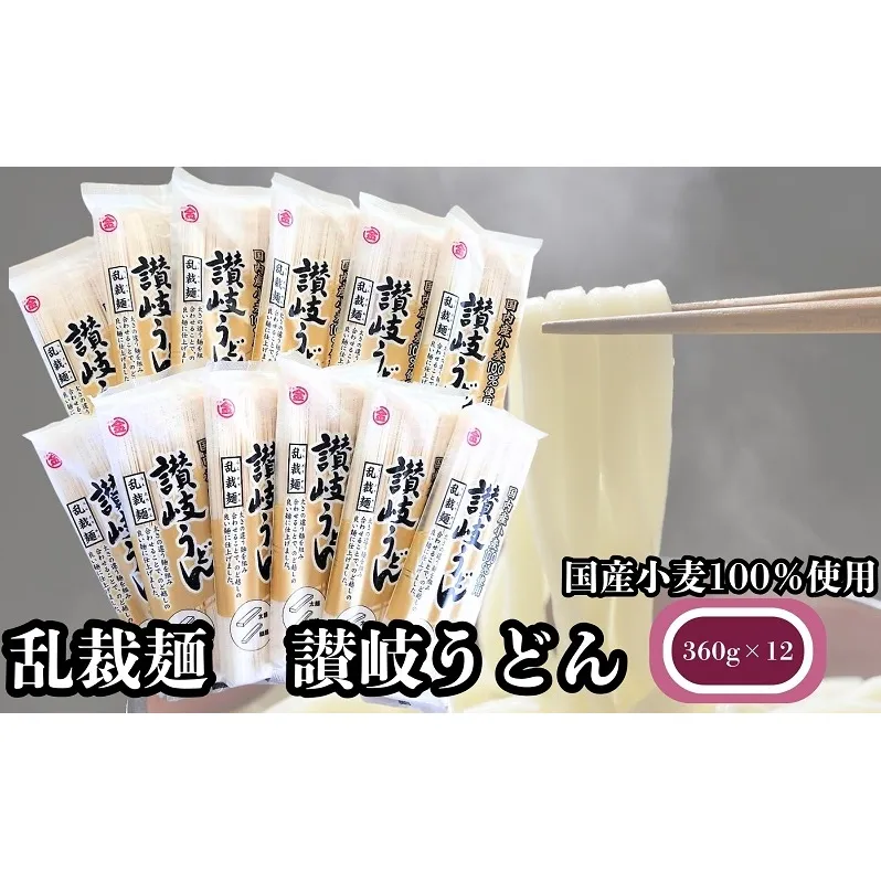 国産小麦100％使用　乱裁麺　讃岐うどん　360g×12袋　人気の乾麺タイプ