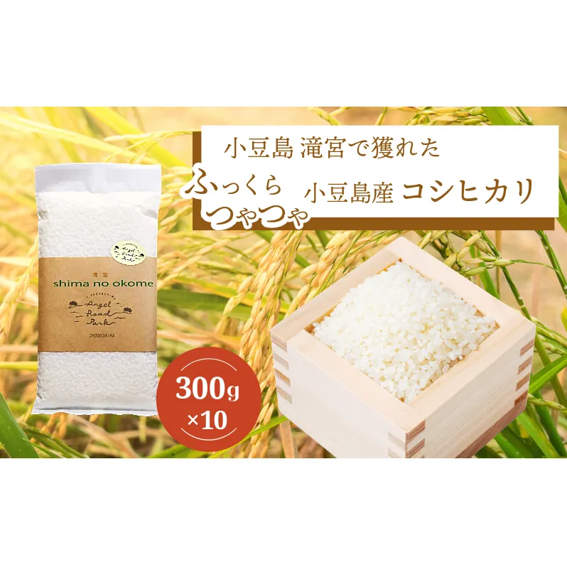 小豆島 滝宮で獲れたふっくらつやつや小豆島産コシヒカリ 300g×10個 こしひかり 白米 精米 もっちり 甘み 3kg