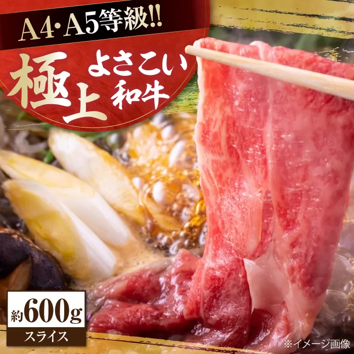 高知県産 よさこい和牛 すき焼き用 約600g 牛肉 すきやき 国産 肉 A4 A5 薄切り スライス 【(有)山重食肉】 [ATAP004]