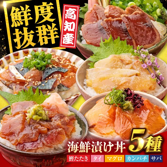 高知の魚5種類が味わえる海鮮漬け丼セット タイ マグロ カンパチ 鰹たたき サバ [株式会社 七和] [ATAX007]