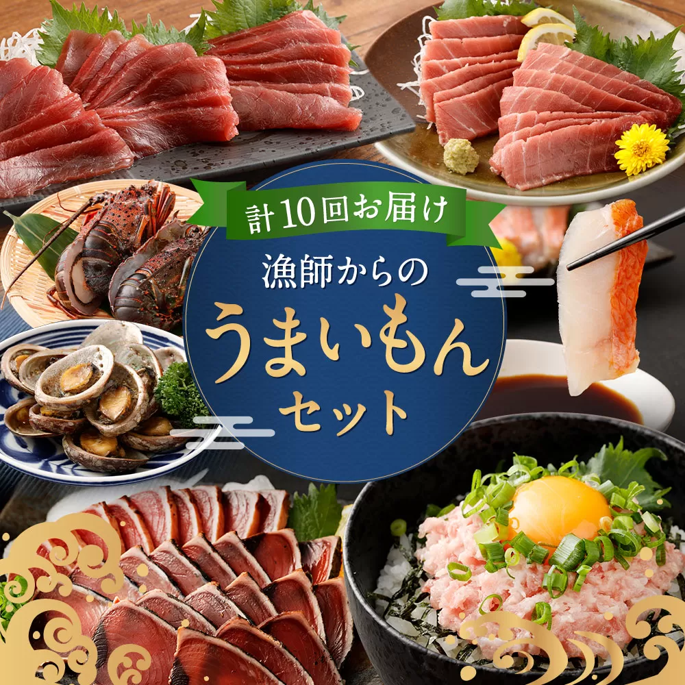 海からの贈り物！漁師からのうまいもん定期便【10回定期便】 まぐろ 鮪 鰹 まぐろたたき カツオのたたき ネギトロ 伊勢海老 金目鯛 刺身 お楽しみ 海鮮 冷凍 魚 海産物 魚介類 高知県