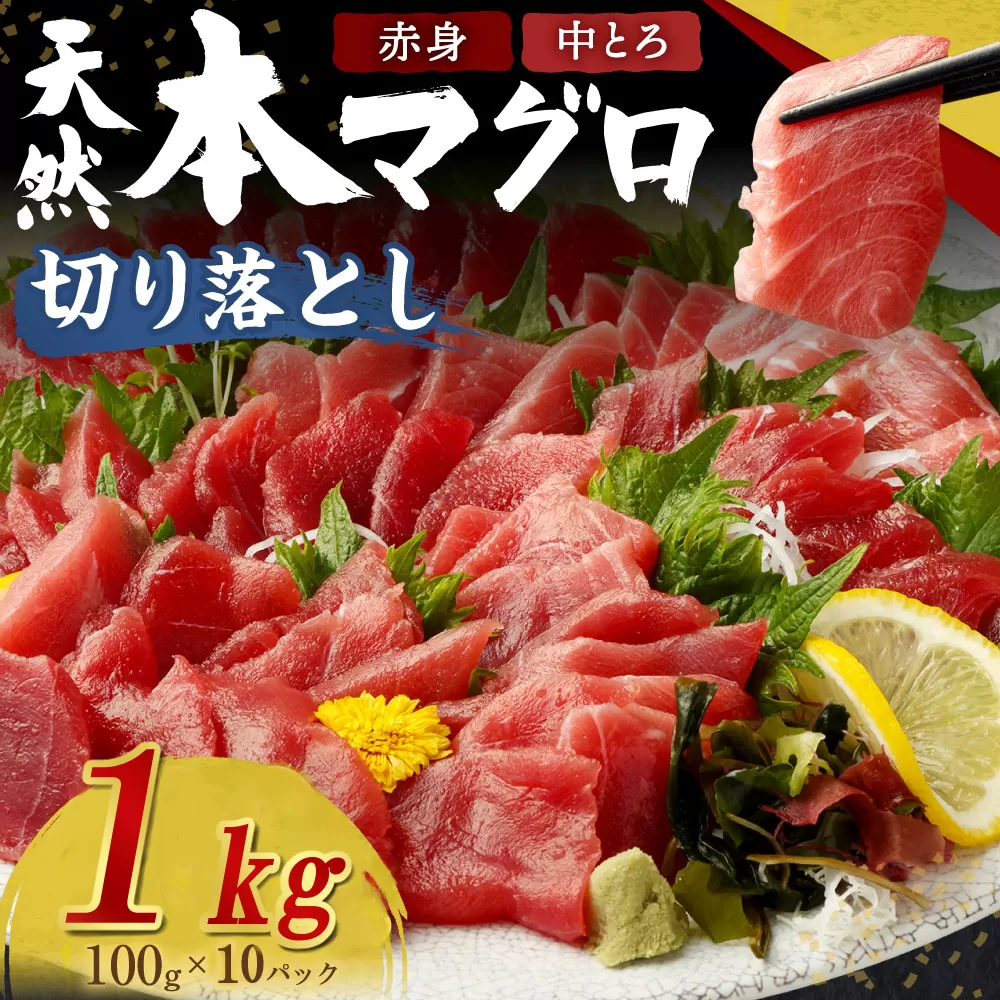 高豊丸 天然本マグロ (赤身・中とろ) 切り落とし 100g×10パック 1kg マグロ 刺身 刺し身 魚 惣菜 海鮮丼 魚介類 小分け 訳あり 不揃い 冷凍