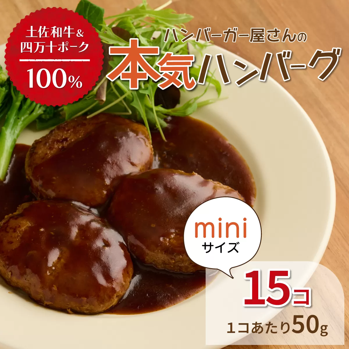 ハンバーガー屋の本気ミニハンバーグ750ｇ（50ｇ×15個） ＜ 国産 高知県産 牛肉 豚肉 ブランド肉 希少 土佐あかうし 四万十ポーク ＞