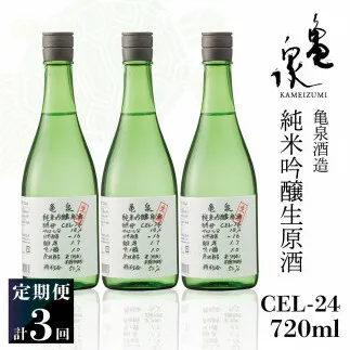 純米吟醸生原酒 CEL-24 720ml 生酒 毎月1本×3回 定期便 お酒 酒 さけ 日本酒 アルコール 生原酒 14度 14% 甘口 フルーティ 食中酒 地酒 亀泉酒造 おいしい 飲みやすい