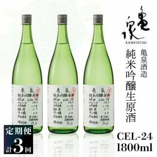 純米吟醸生原酒 CEL-24 1800ml 1.8l 生酒 毎月1本×3回 定期便 お酒 酒 さけ 日本酒 アルコール 生原酒 14度 14% 甘口 フルーティ 食中酒 地酒 亀泉酒造 飲みやすい