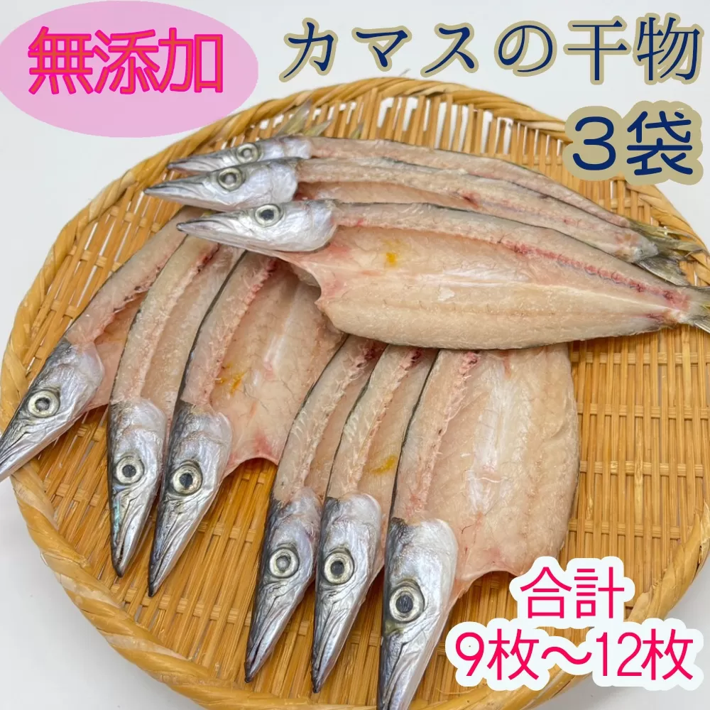 無添加 干物 カマスの開き３袋 合計９枚～12枚入り ヘルシー おつまみ 惣菜 魚介 焼き魚 時短料理【R00823】