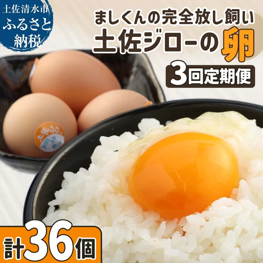 土佐ジローの卵 定期便（12個入り×3回）もみ殻梱包 ブランド卵 タマゴ たまご 卵 毎月 定期コース 土佐ジロー 卵焼き 卵かけごはん 卵料理 送料無料 お取り寄せ【J00143】