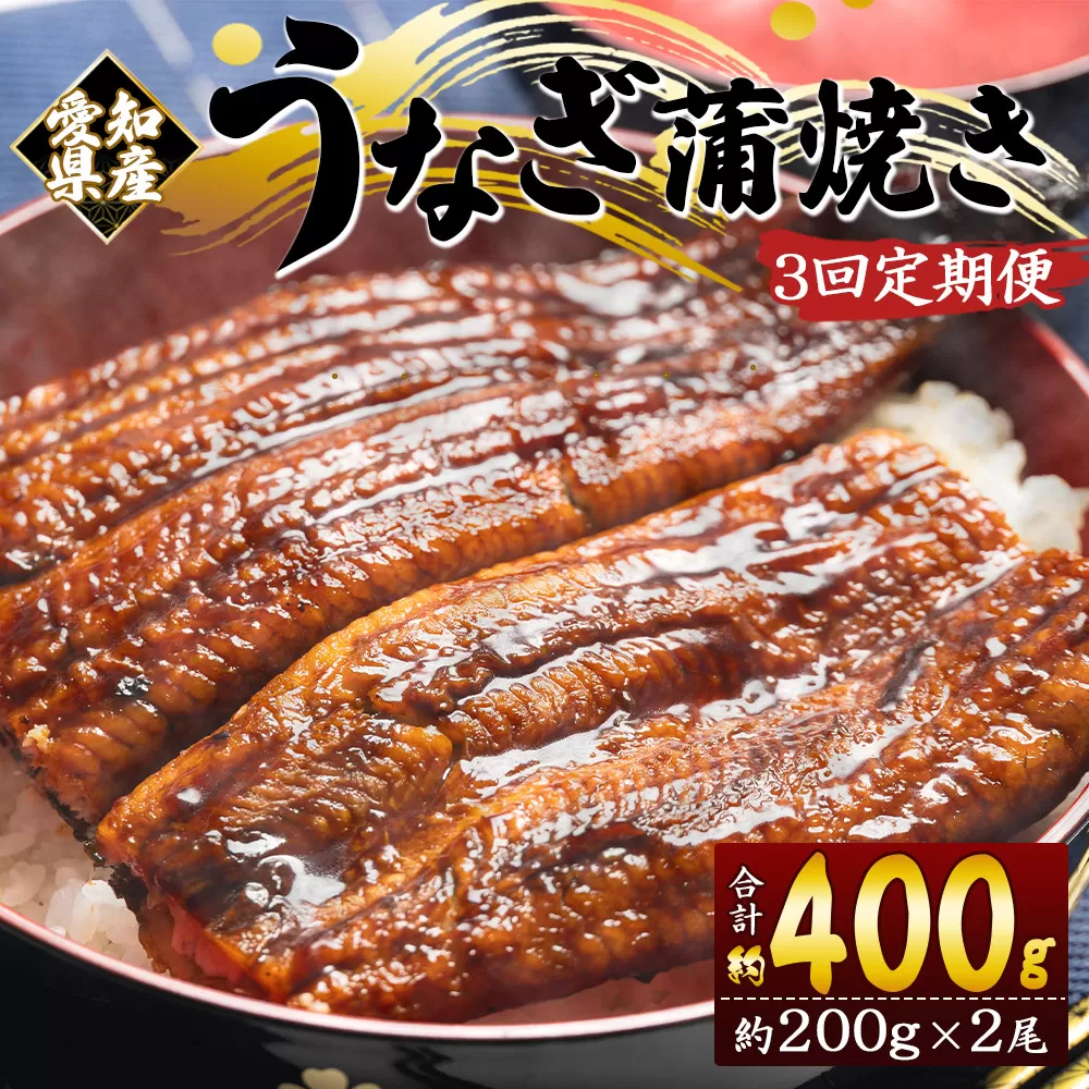 [3回定期便]国産養殖うなぎ蒲焼き 約200g×2尾(愛知県産鰻)うなぎ 魚介 国産 海鮮 魚 かばやき 鰻 ウナギ 惣菜 おかず お手軽 加工品 加工食品 冷凍 Wfb-0074