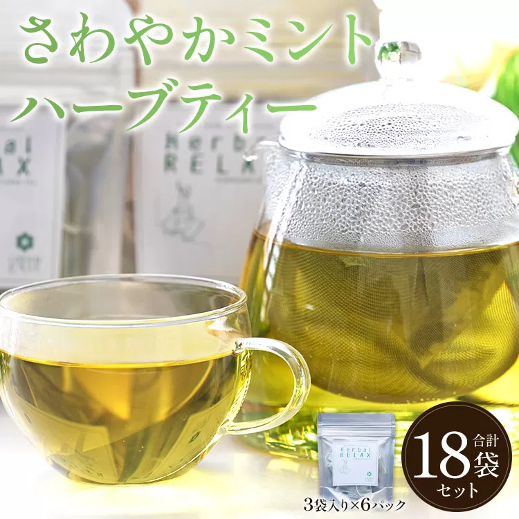 さわやかミントハーブティー 合計18袋セット(3袋入り×6パック)- お茶 飲み物 飲料 ティーバッグ 茶葉 ティータイム はーぶ リラックス ギフト プレゼント 贈り物 熨斗対応可 のし 紅茶 お茶の時間 ほっと時間 温かい ほっと一息 美味しい おいしい ご挨拶 あいさつ 手土産 記念日 内祝い おとりよせ お取り寄せ パーティ パック 便利 チャック付き アレンジ 色々 紅茶割り ジュース割り お好み GREEN BASE 安眠 更年期 高知県 香南市 常温 gr-0159