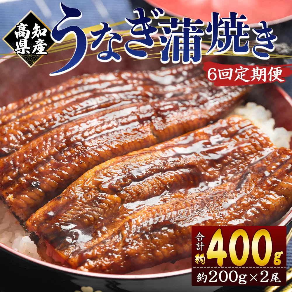 【６回定期便】高知県産養殖うなぎ蒲焼き 約200g×2尾 うなぎ 魚介 国産 海鮮 魚 かばやき 鰻 ウナギ 惣菜 おかず お手軽 加工品 加工食品 冷凍 Wfb-0051