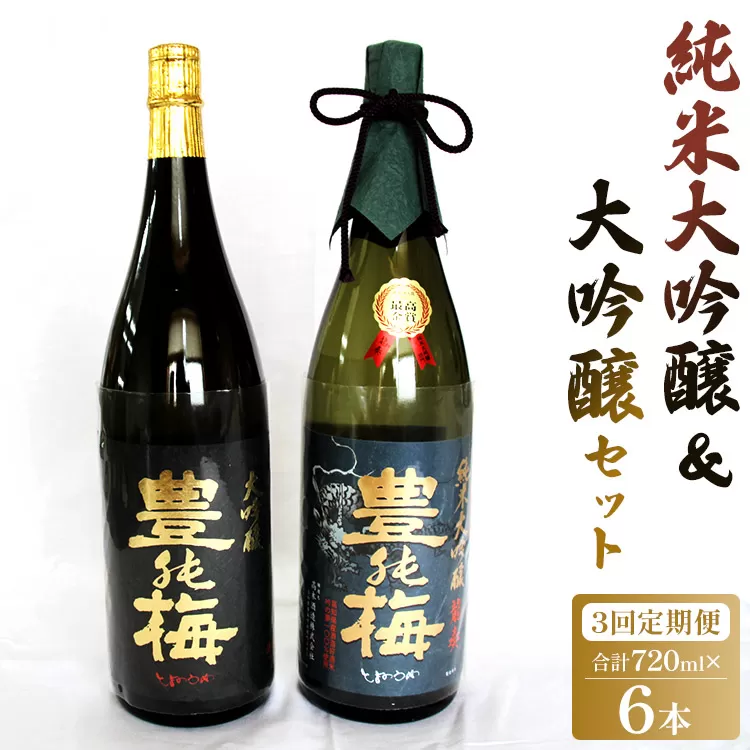 3回定期便  純米大吟醸＆大吟醸セット 720ml各1本（合計6本）- お酒 純米酒 日本酒 地酒 飲み比べ 龍奏 鶯寿 宅飲み お祝い 高木酒造株式会社 高知県 香南市 【冷蔵】 Wgs-0082